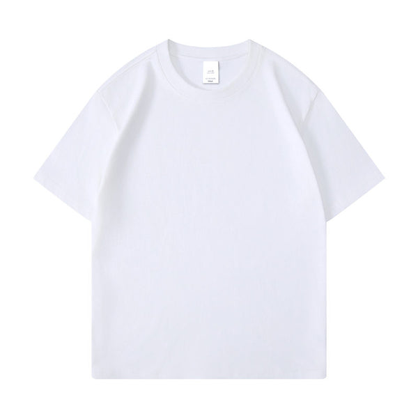Cotton round neck blank t-shirt in white color - front view