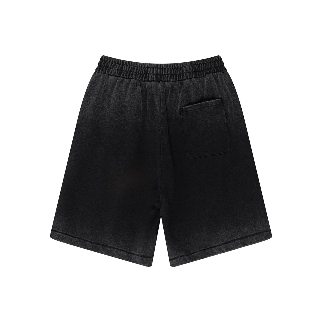 Black cotton shorts back view - 100% cotton unisex casual shorts