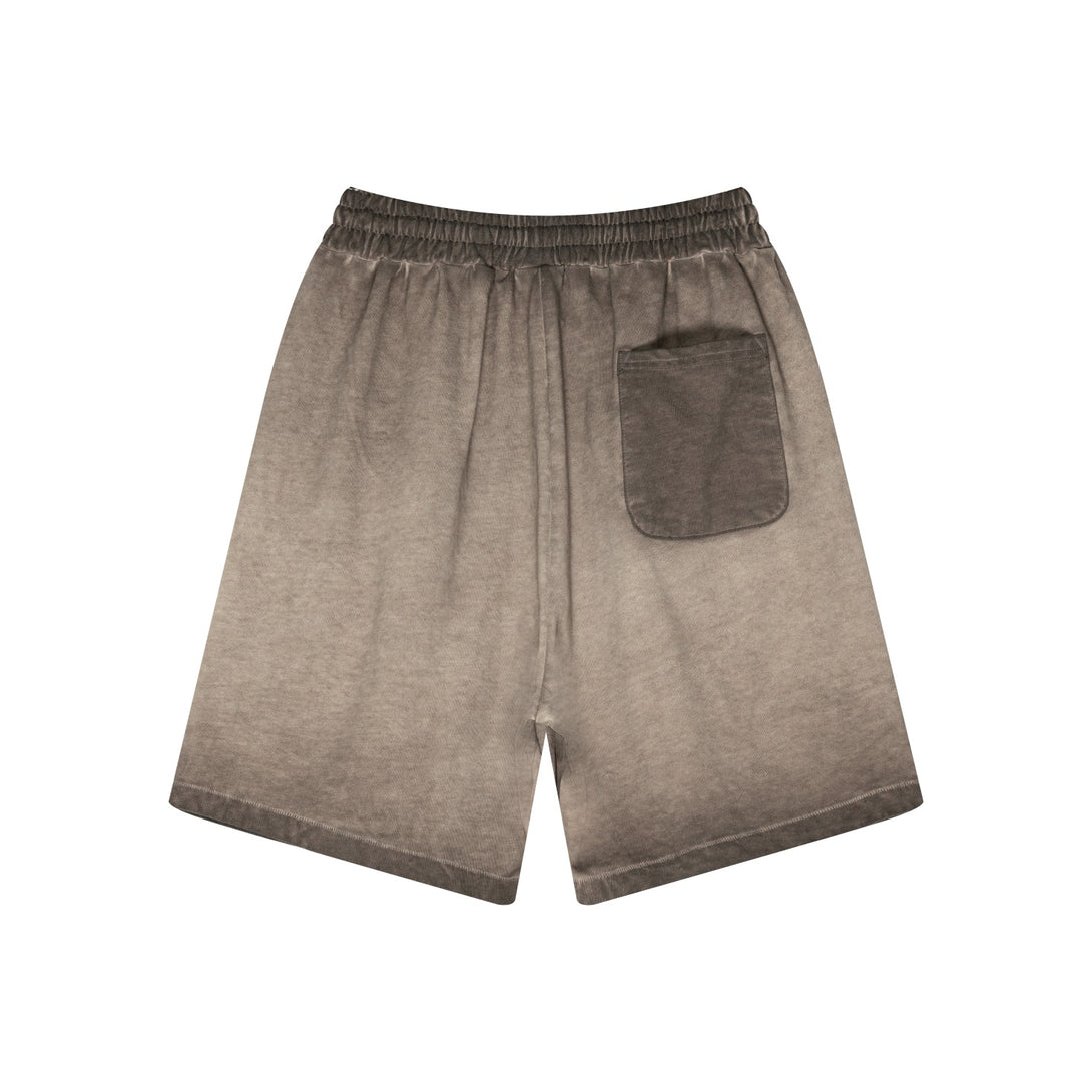 Coffee brown cotton shorts back view - 100% cotton heavy wash unisex shorts
