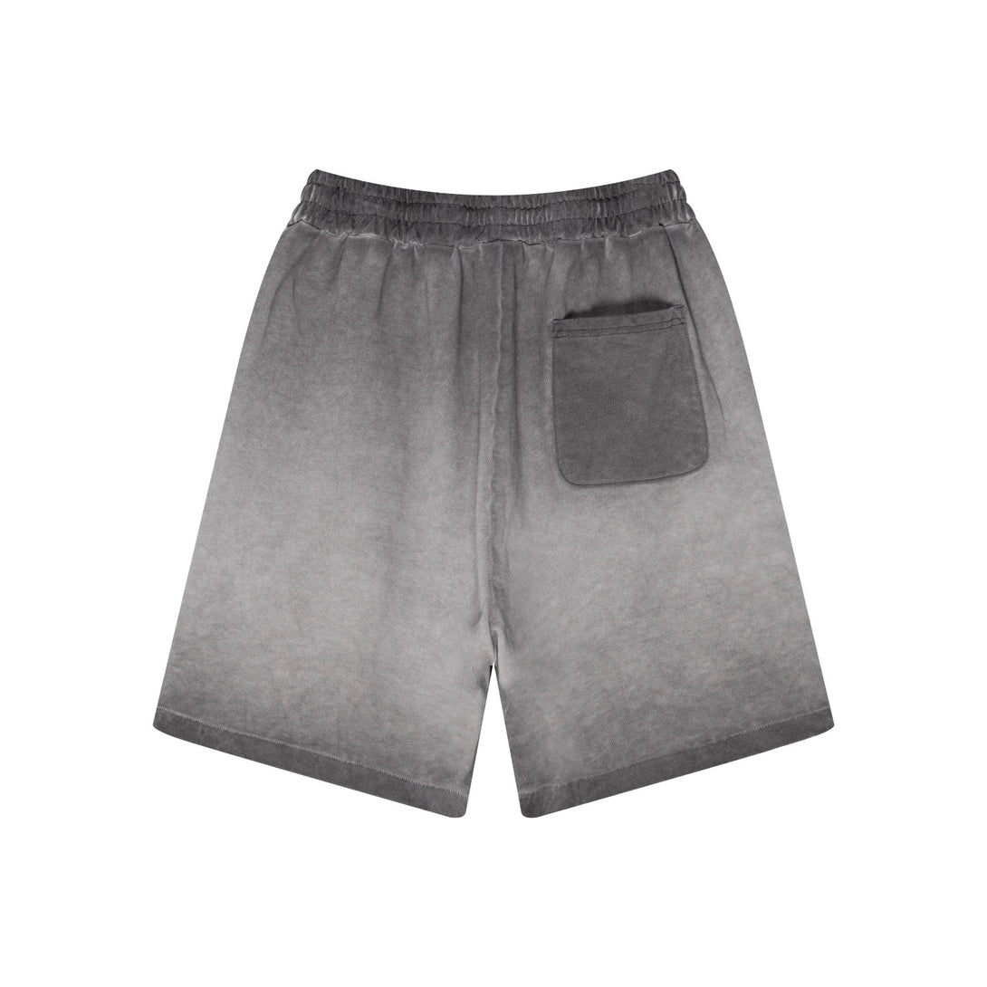 Gray cotton shorts back view - 100% cotton heavy wash relaxed fit