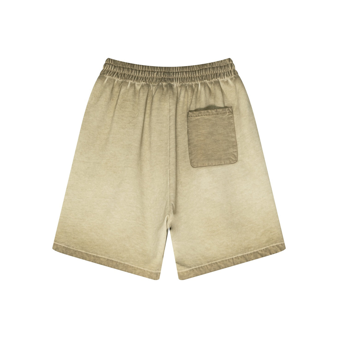 Khaki cotton shorts back view - 100% cotton vintage wash relaxed fit shorts