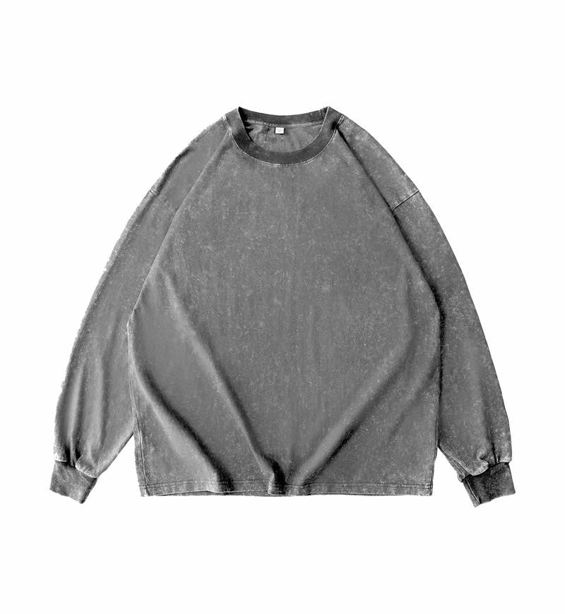 Cotton vintage long-sleeved t-shirt in gray color - front view