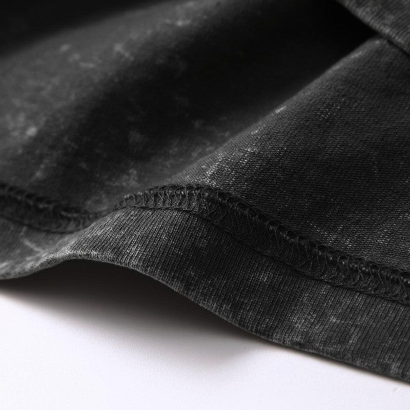 Inner seam stitching detail on cotton vintage long-sleeved t-shirt
