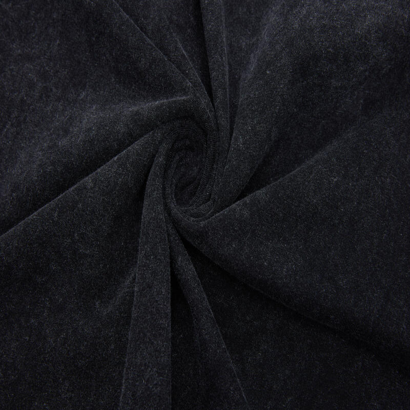 Snow wash fabric texture detail on cotton vintage wash t-shirt