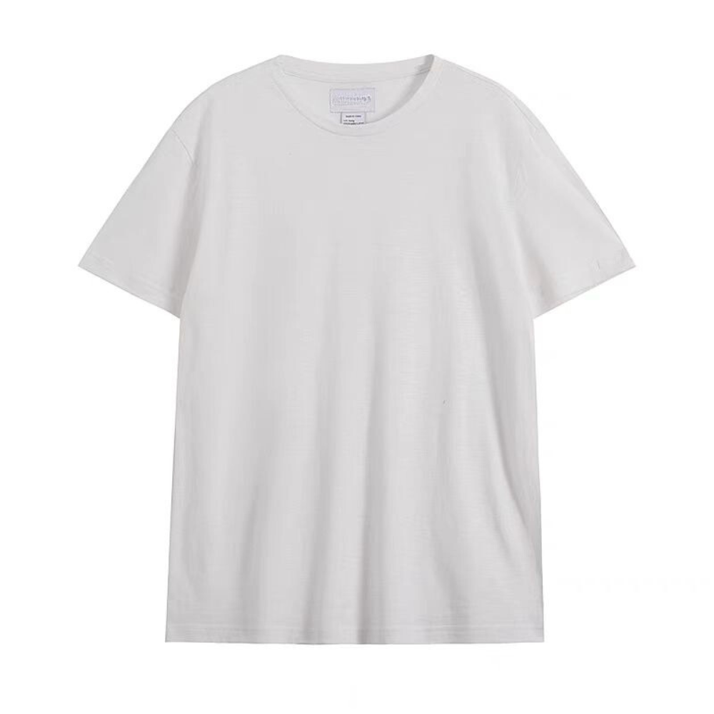 Plain Front View: Custom Unisex Hemp & Organic Cotton T-Shirt in White - 55% Hemp, 45% Organic Cotton (175g) - Hypoallergenic Wholesale Tee