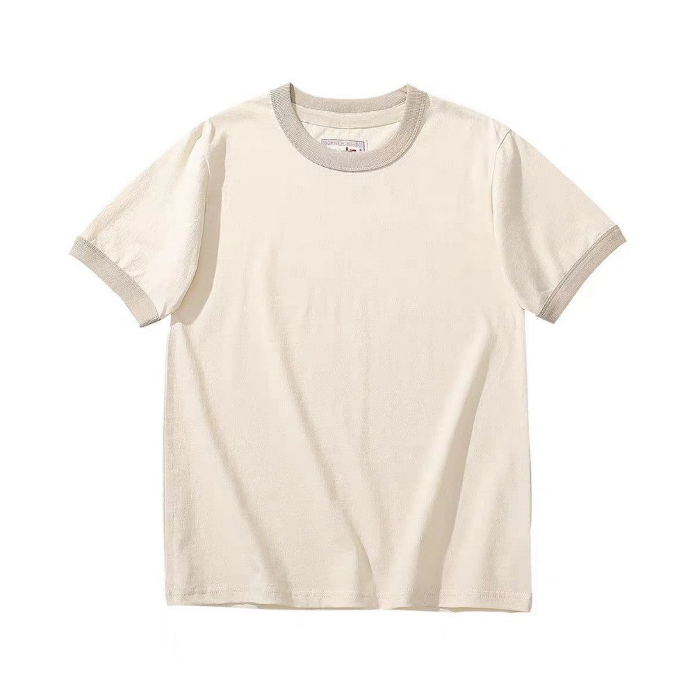Custom organic cotton T-shirt in Natural/Apricot color contrast, front view