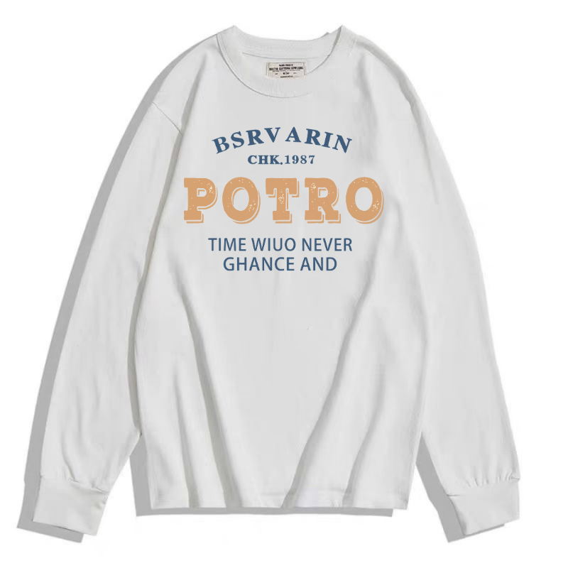 Custom Printed Design: White Long Sleeve Hemp-Cotton T-Shirt for Branded Workwear - Hypoallergenic Team Uniforms