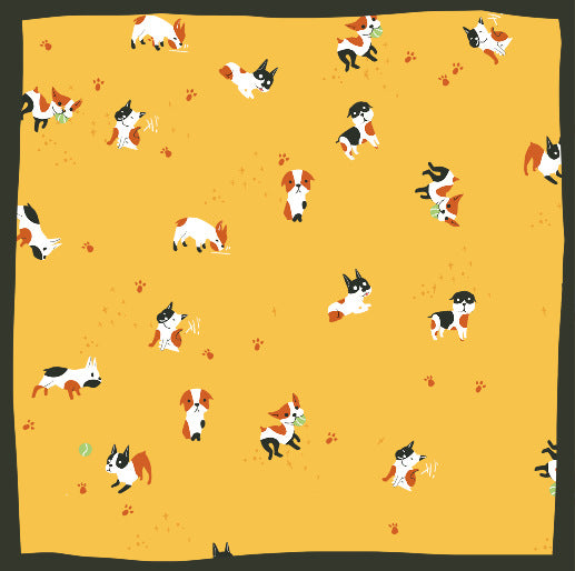 Yellow custom printed scarf with cat design (Style 01), wholesale fashion accessory for boutique orders.