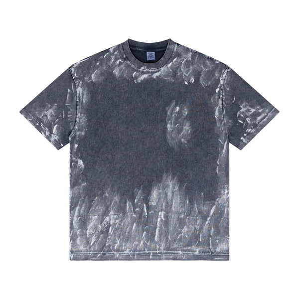 Pigment-Dyed Wash & Brush Painting Oversize Cotton T-Shirt - April Su