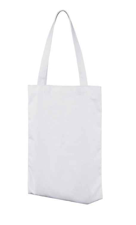 White recycled tote bag featuring magnetic buckle & inner zipper pocket - corporate branding solution