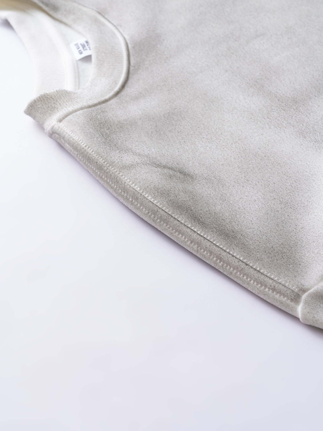 Men's 340g Gray Spray-Dye Camo Crew Neck sweatshirt showing the soft fabric and stylish design.