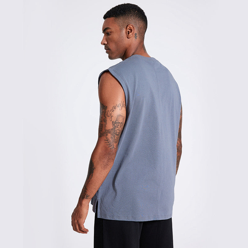 Back view of grey Sorona vest during workout