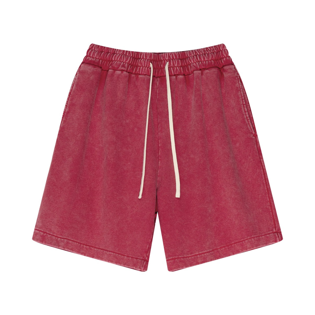 Red Gym-to-Street Vintage Shorts Front | Pre-Shrunk Cotton Fabric | Team Uniform Supplier