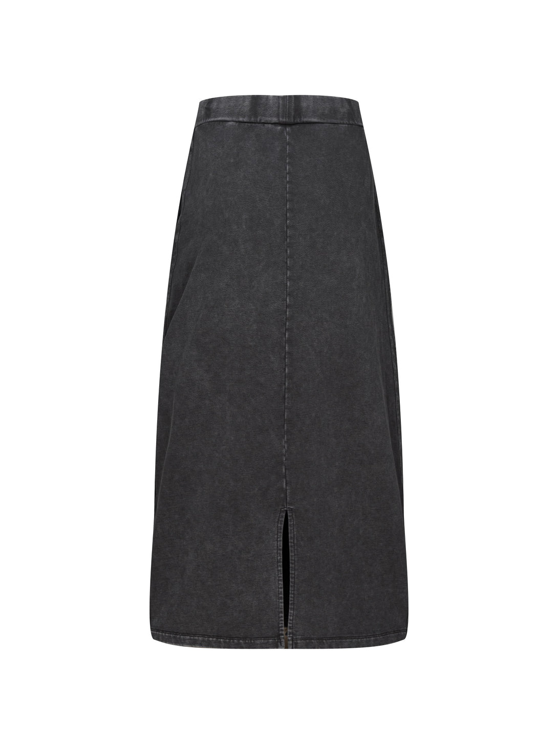 Back view of heavy wash women's high-rise skirt in black