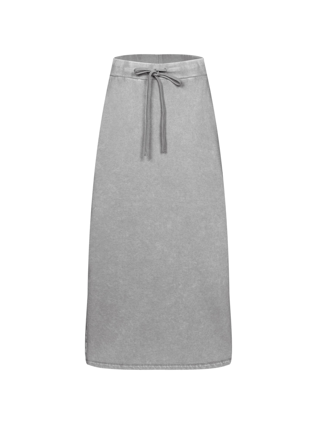 Medium gray heavy wash high-rise skirt front flat lay
