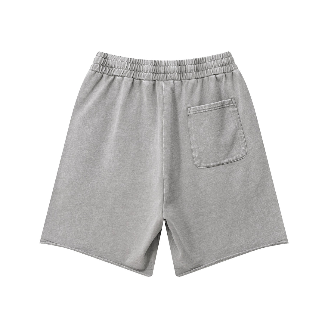 Retro medium gray shorts back with rolled hem