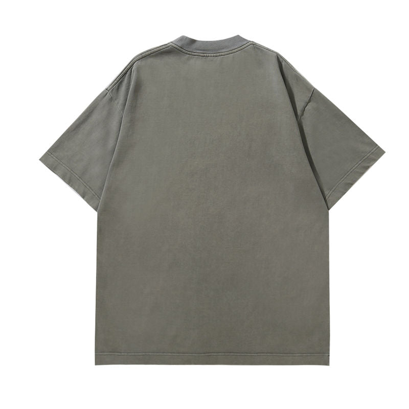 heavyweight vintage wash t-shirt in army green color - back view