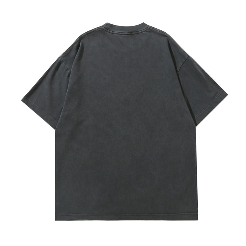 heavyweight vintage wash t-shirt in black color - back view