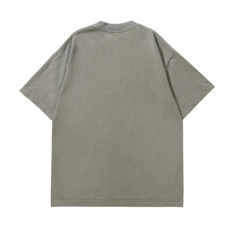 heavyweight vintage wash t-shirt in sandstone color - back view