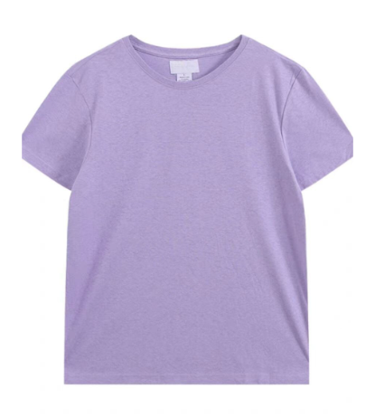 Front view of Purple Hemp & Organic Cotton T-Shirt (55% hemp, 45% organic cotton, 210GSM) - hypoallergenic eco-blend essential for sustainable apparel wholesale.