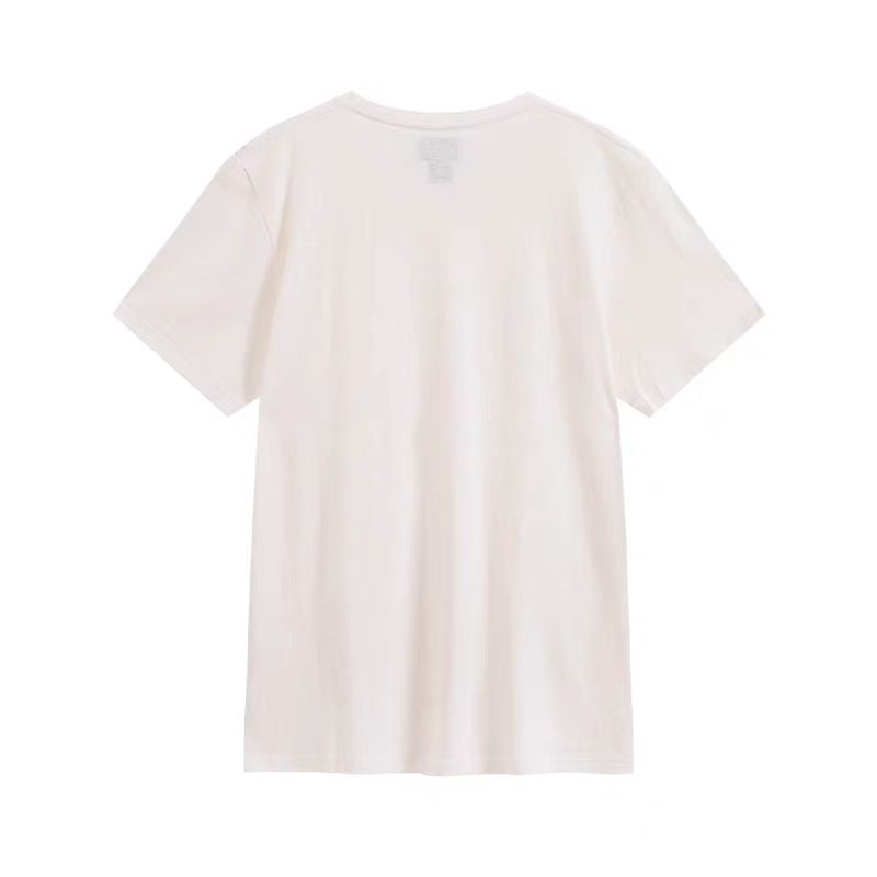 Back view of White sustainable hemp-tencel tee, breathable fabric construction ideal for organic clothing bulk orders.