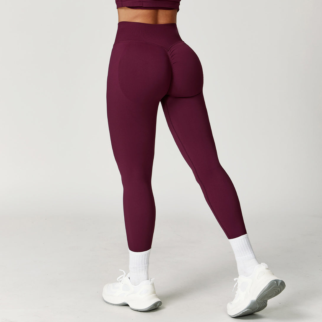 High Stretch Yoga Pants in Burgundy - Women's Running & Yoga Leggings