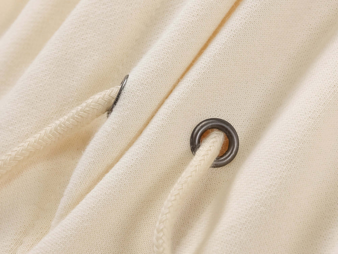 Adjustable drawstring detail on hoodie