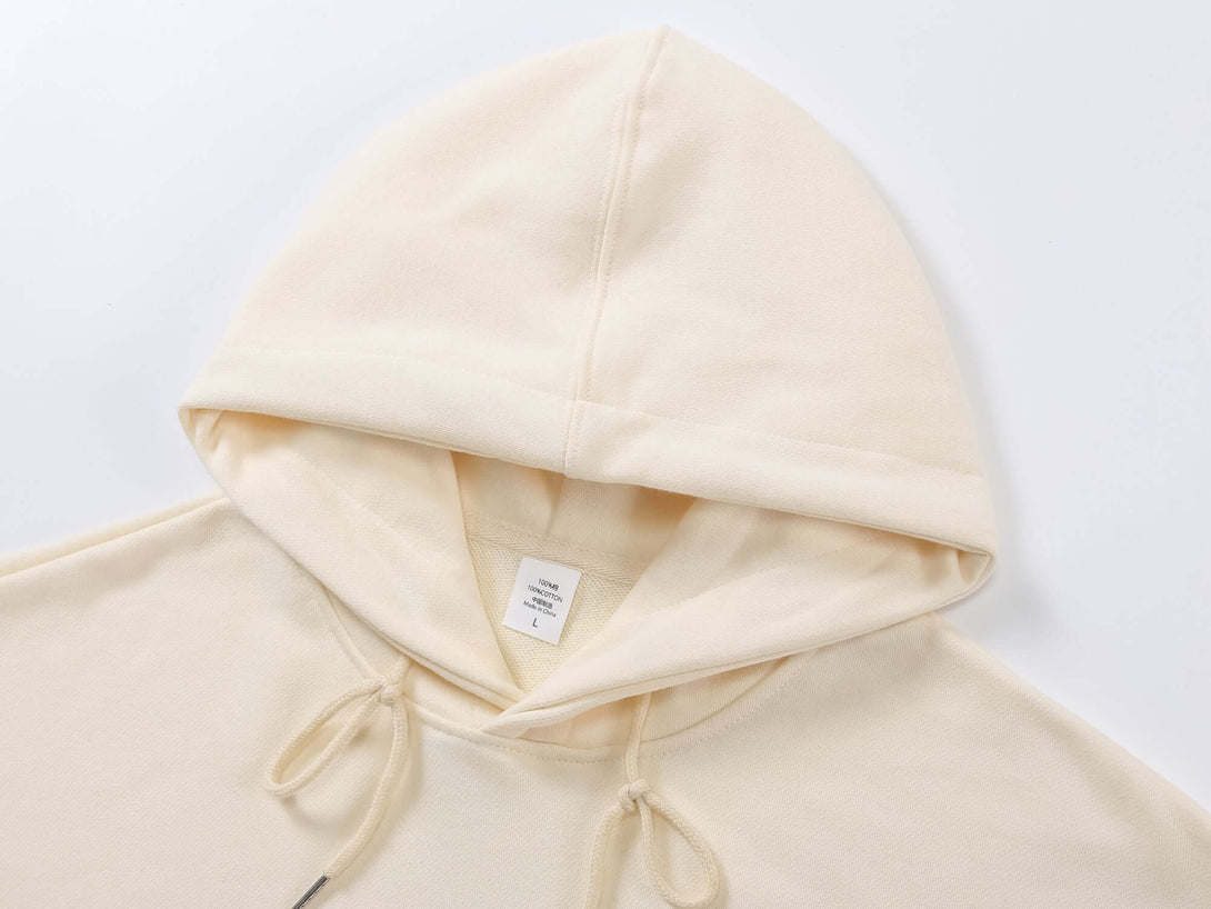 Close-up of hood construction with drawstring