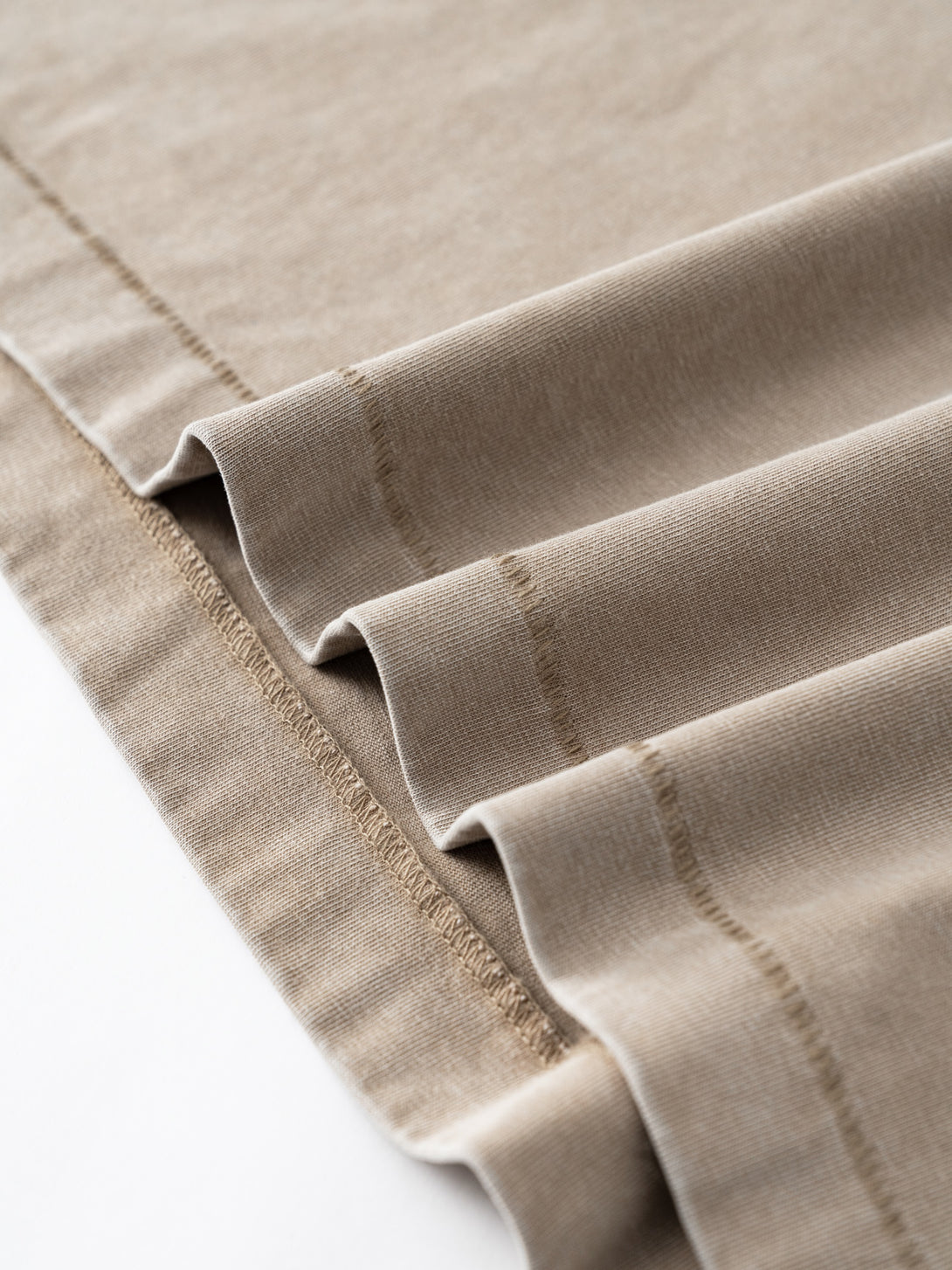 Khaki Cotton Tee Laser-Cut Hem Finish | Professional Garment Craft | Wholesale Textiles