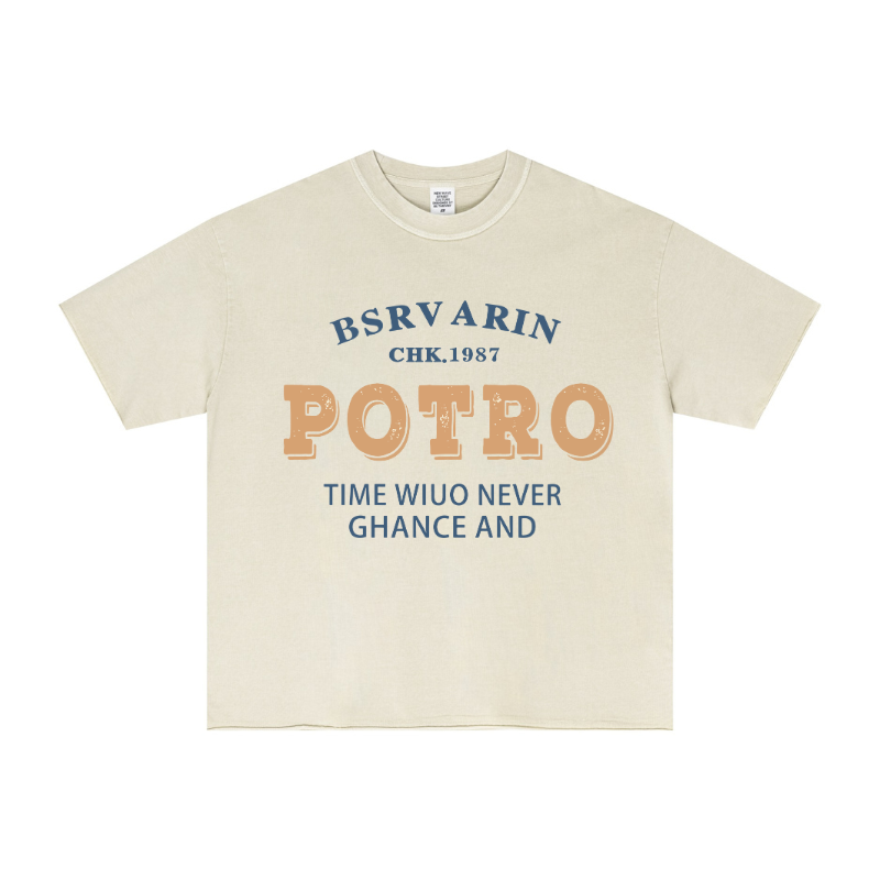 Khaki Printed Design Demo | DTG on Oversized Distressed Tee | B2B Customization Example