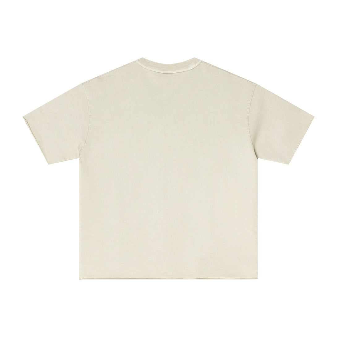 Khaki Distressed Cotton Tee Back | Artisan Craftsmanship | Custom Branding Blank