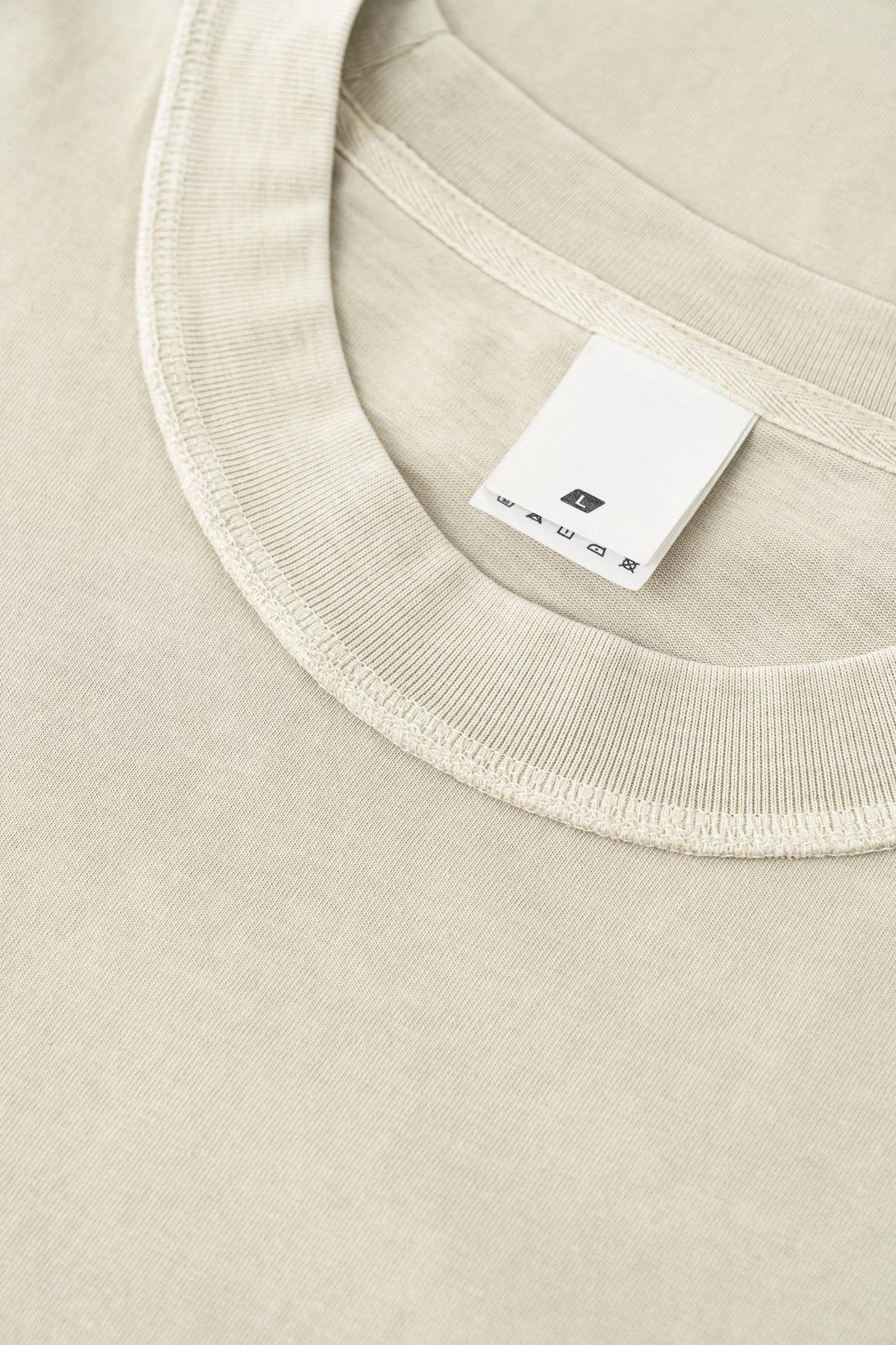 Khaki Raw-Edge Collar Detail | Unfinished Distressed Finish | Oversized Tee Construction