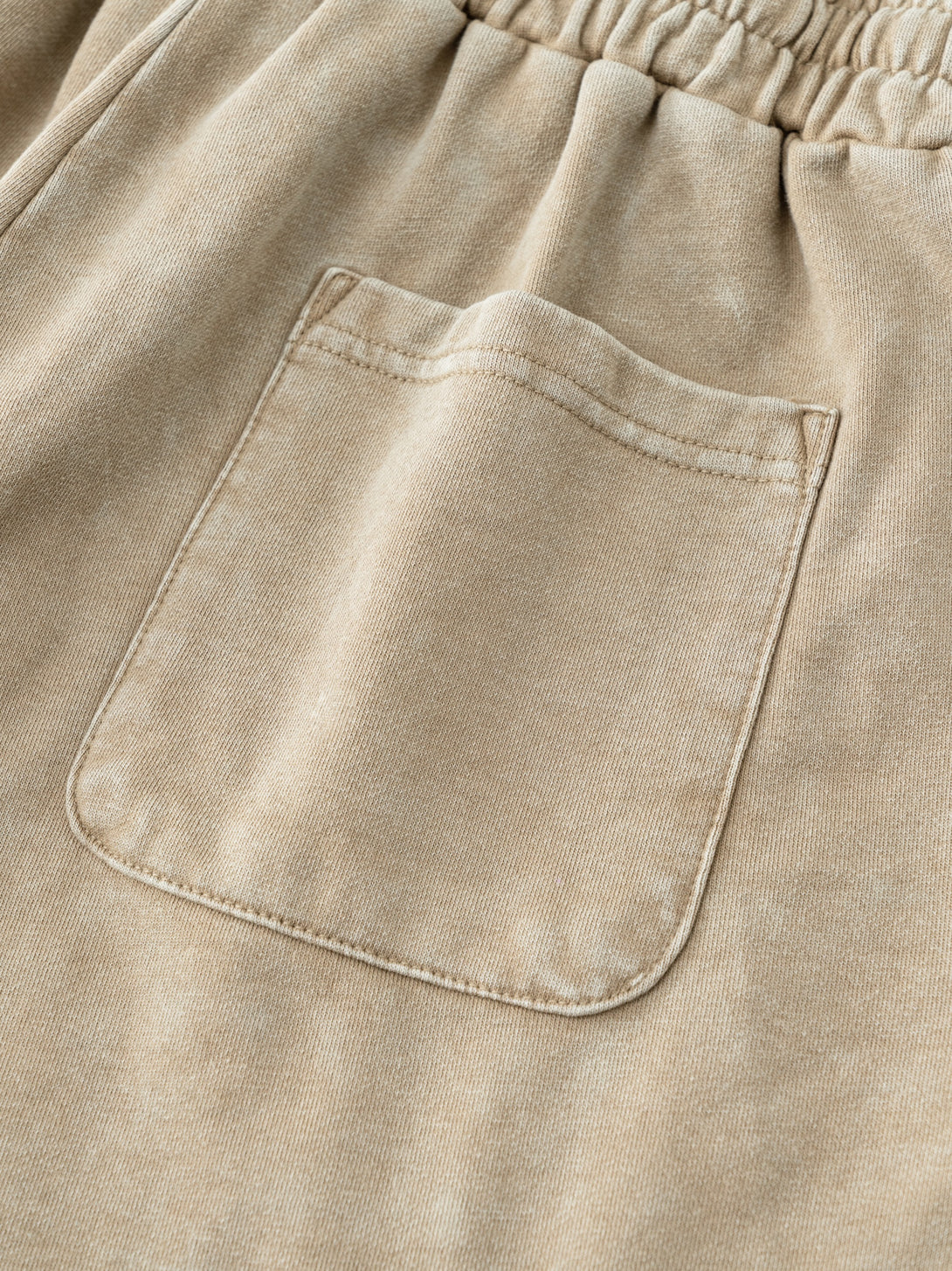 Khaki Performance Shorts Hem Finish | Laser-Cut Durability | Custom Apparel Detailing