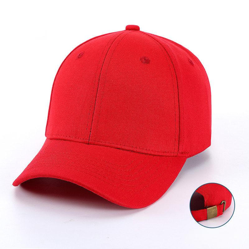 Red custom baseball cap front - Kids cotton sun hat adjustable