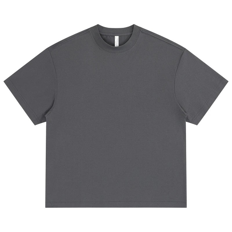 Sustainable Sorona cotton oversize t-shirt front view in Light Gray