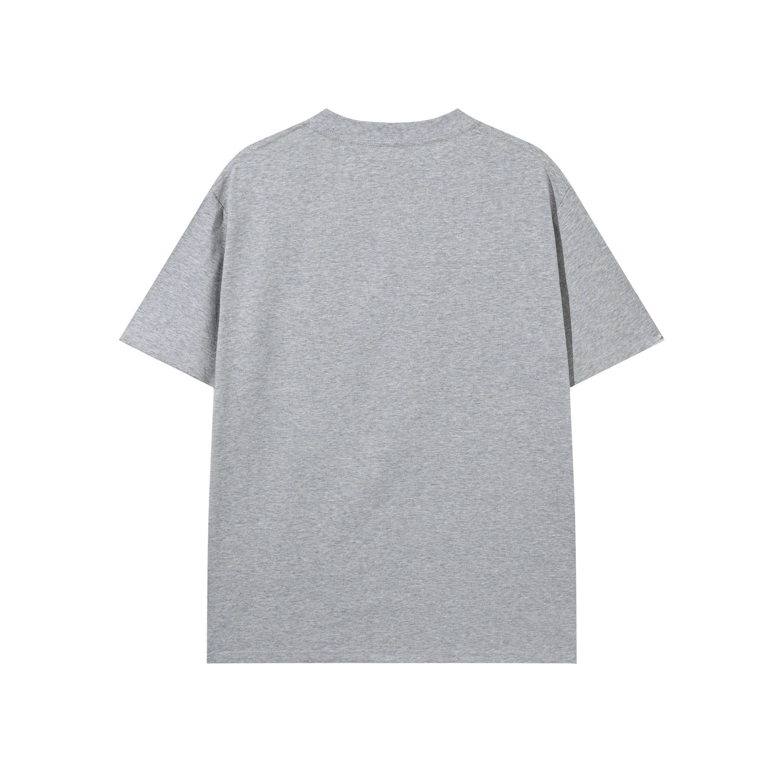 Light grey plain t-shirt back double-needle hem