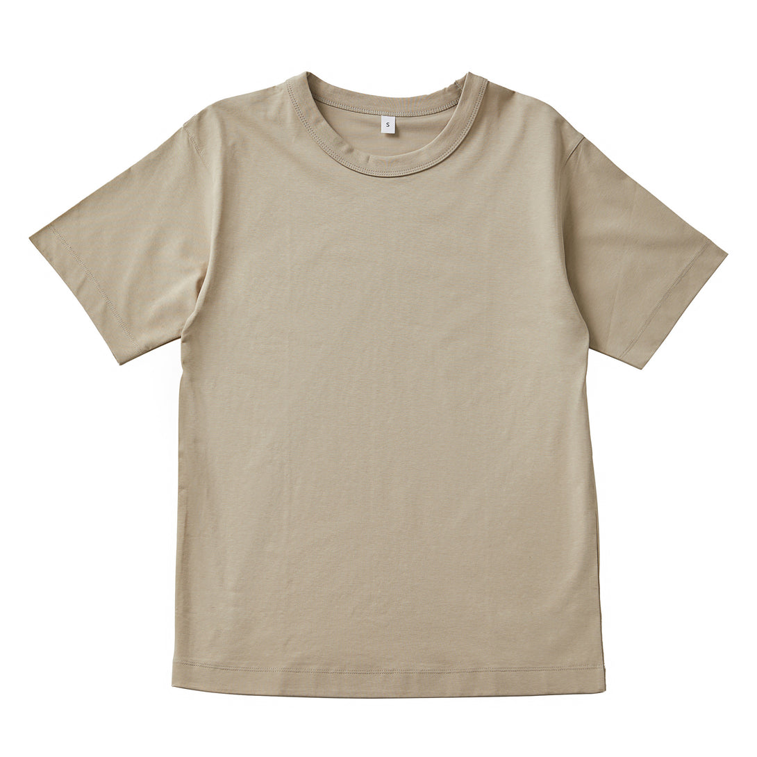 Light Khaki loose fit quick dry tee - sustainable front view