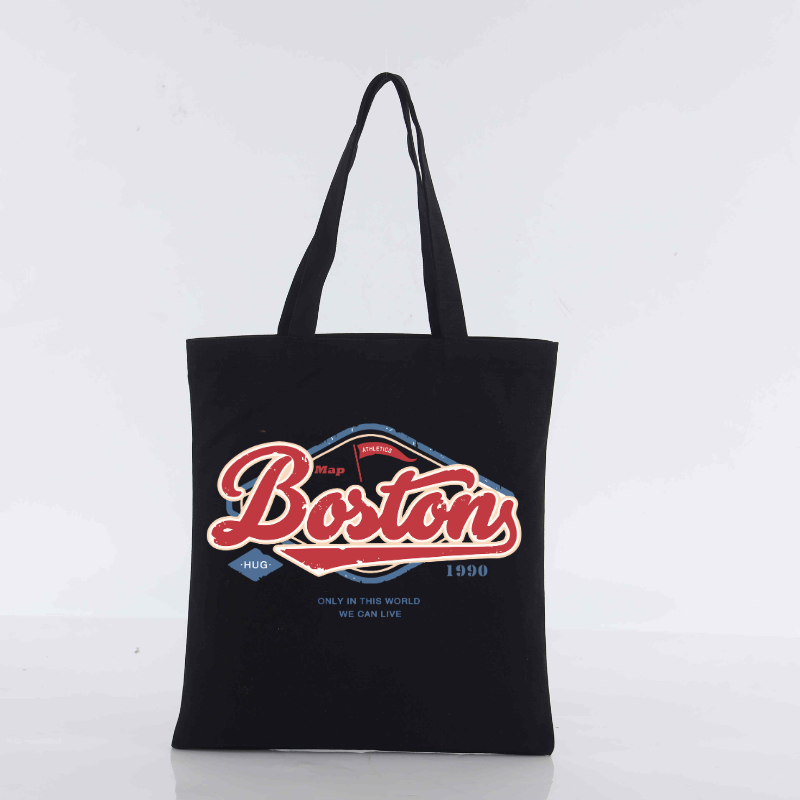 Sample Customization: Black Cotton Tote with White Logo - Professional Brand Merchandise Example