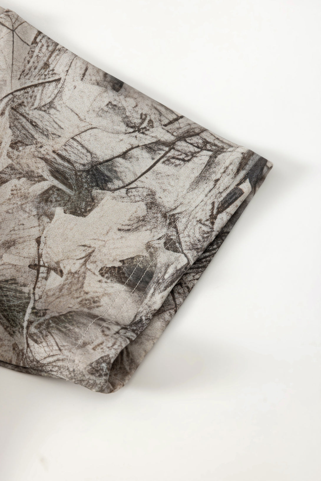 Men's 240g Camouflage All Over Print T-Shirt showing detailed camouflage sleeve fabric texture.