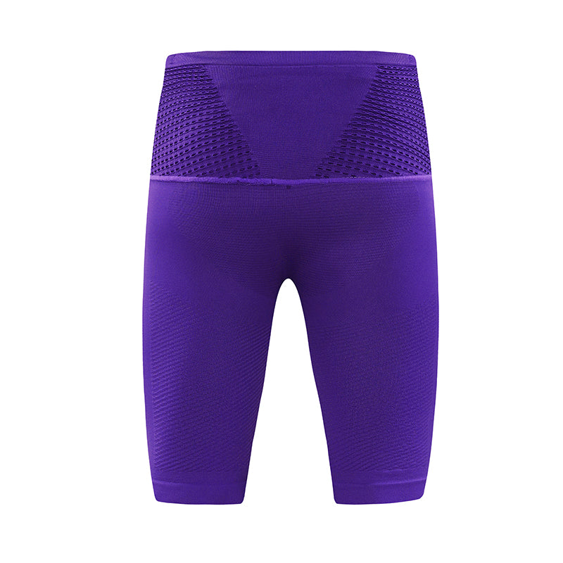 Rear shot of purple training compression shorts
