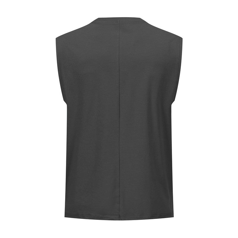 Black workout vest back with breathable fabric