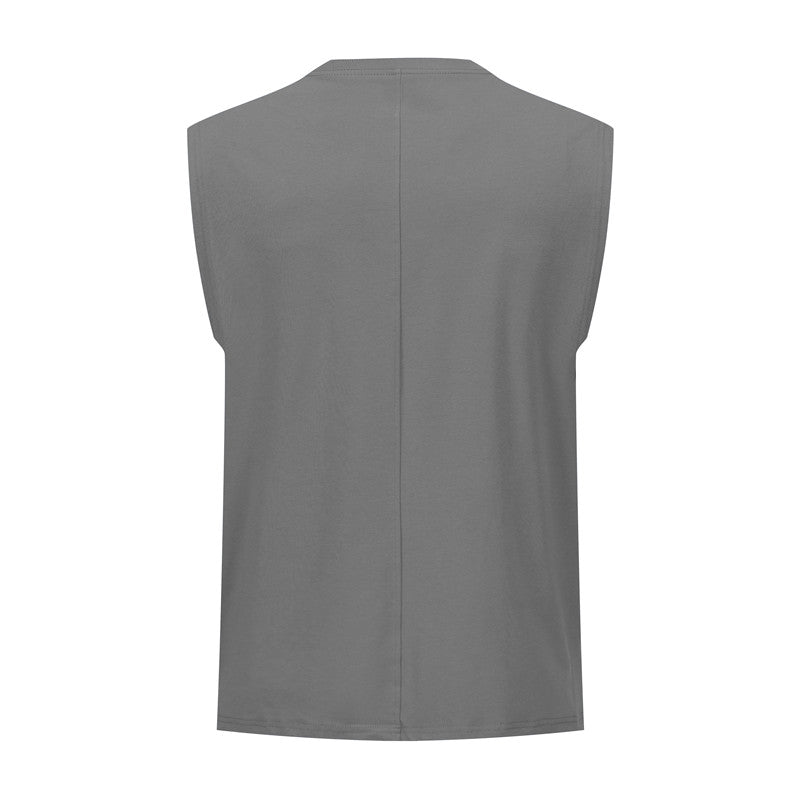 Grey men's gym vest back with Sorona fabric
