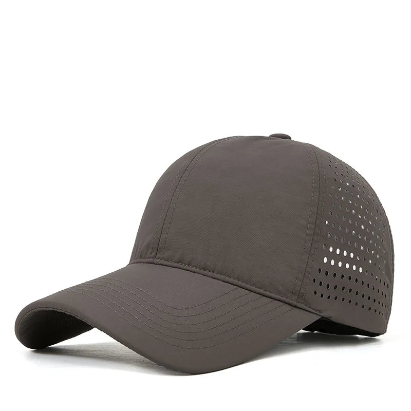 Brown breathable sports cap - polyester mesh with buckle closure wholesale