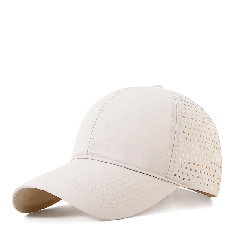 Light beige adjustable baseball cap - breathable mesh corporate gifts wholesale