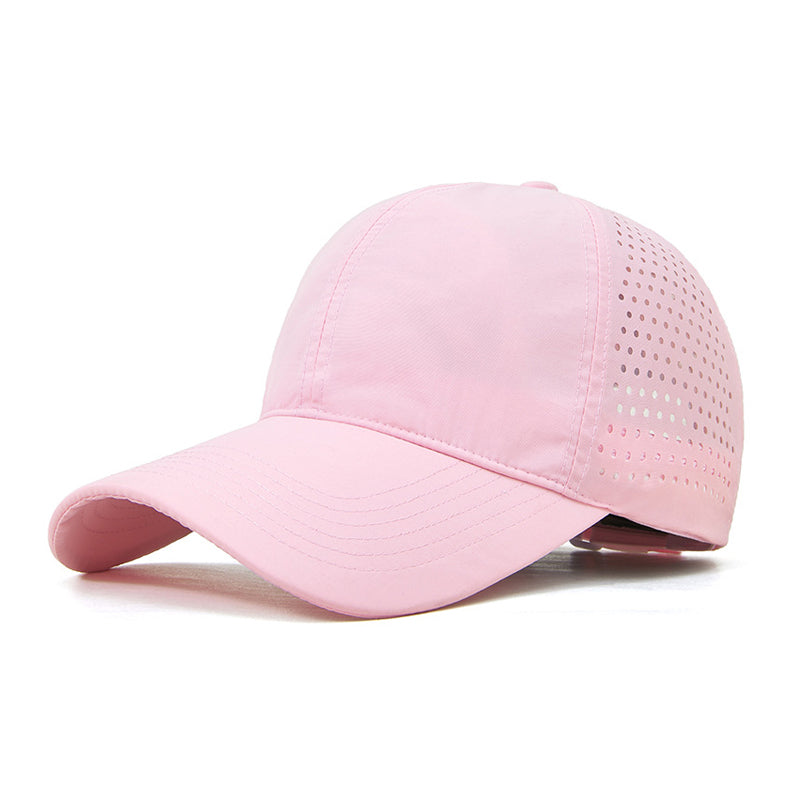 Light pink baseball cap front - adjustable mesh headwear for events bulk