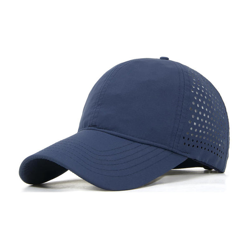 Navy blue performance cap front - buckle-adjustable sports headwear wholesale