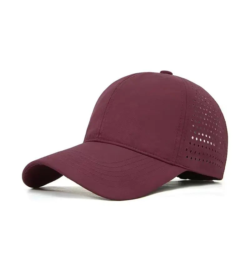Red performance sports cap - adjustable mesh fabric teamwear supplier