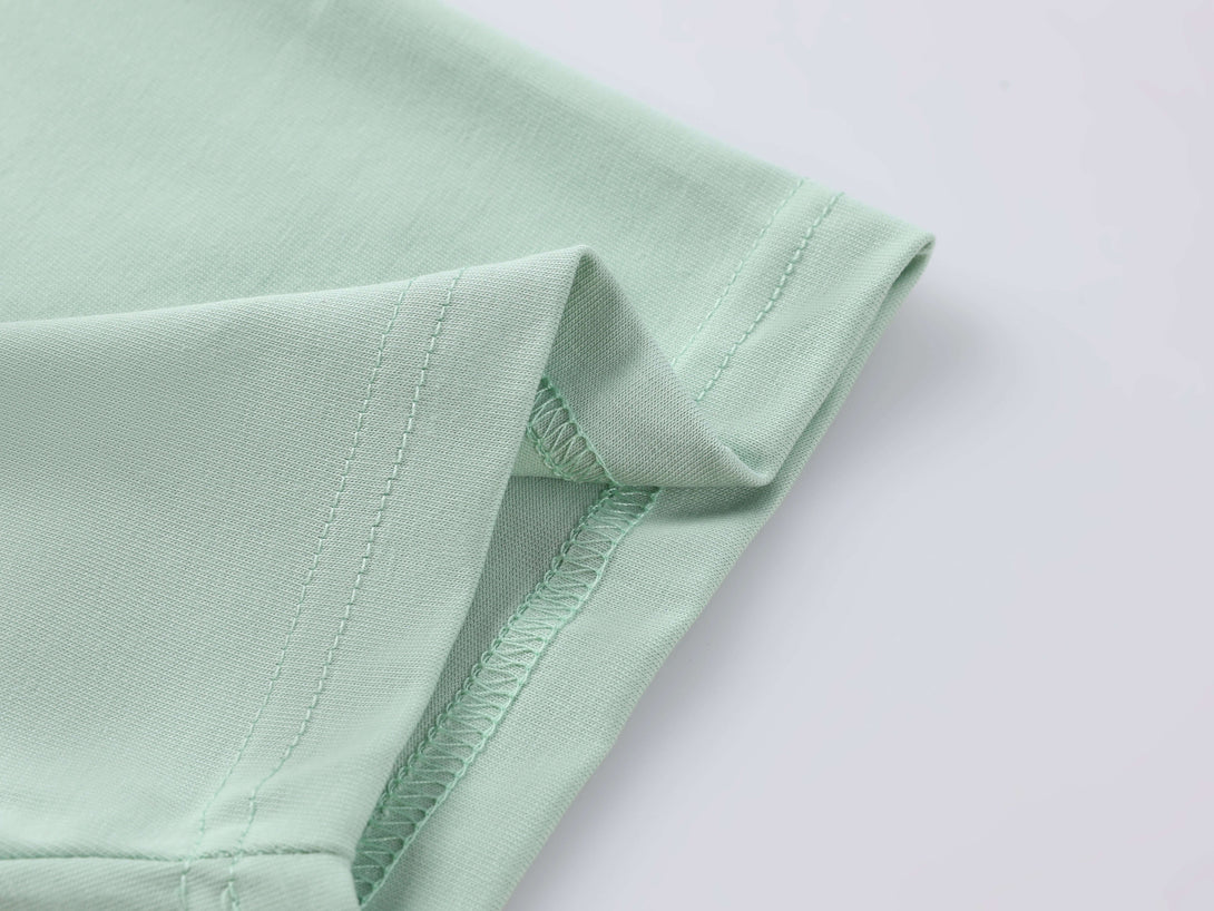Mint Green short sleeve cuff hem close-up