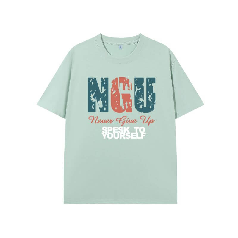 Mint Green printed design t-shirt front detail