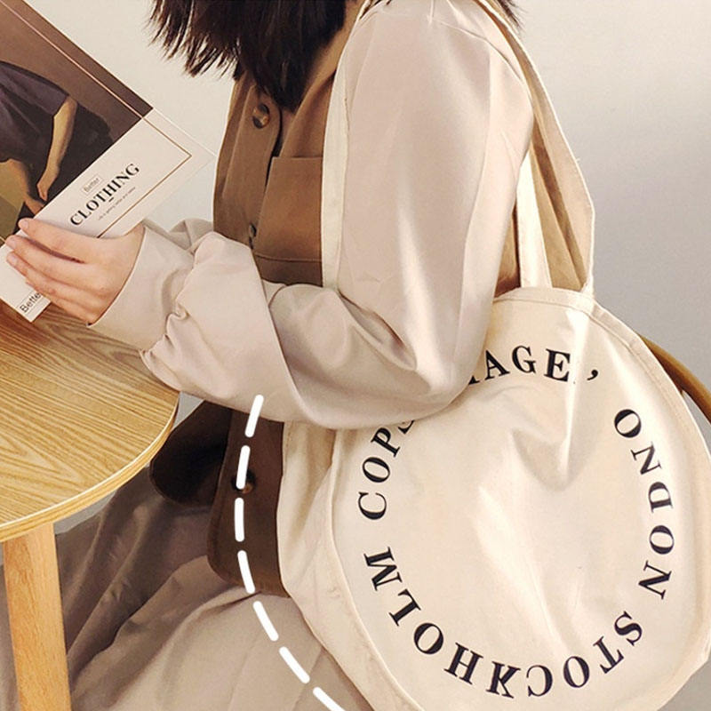 Round Printed Organic Cotton Tote Bag | 100% Organic Cotton | 160g/m² | Bulk Custom - April Su